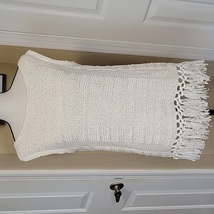 Lilly Pulitzer Luca White Sleeveless Sweater With Fringe